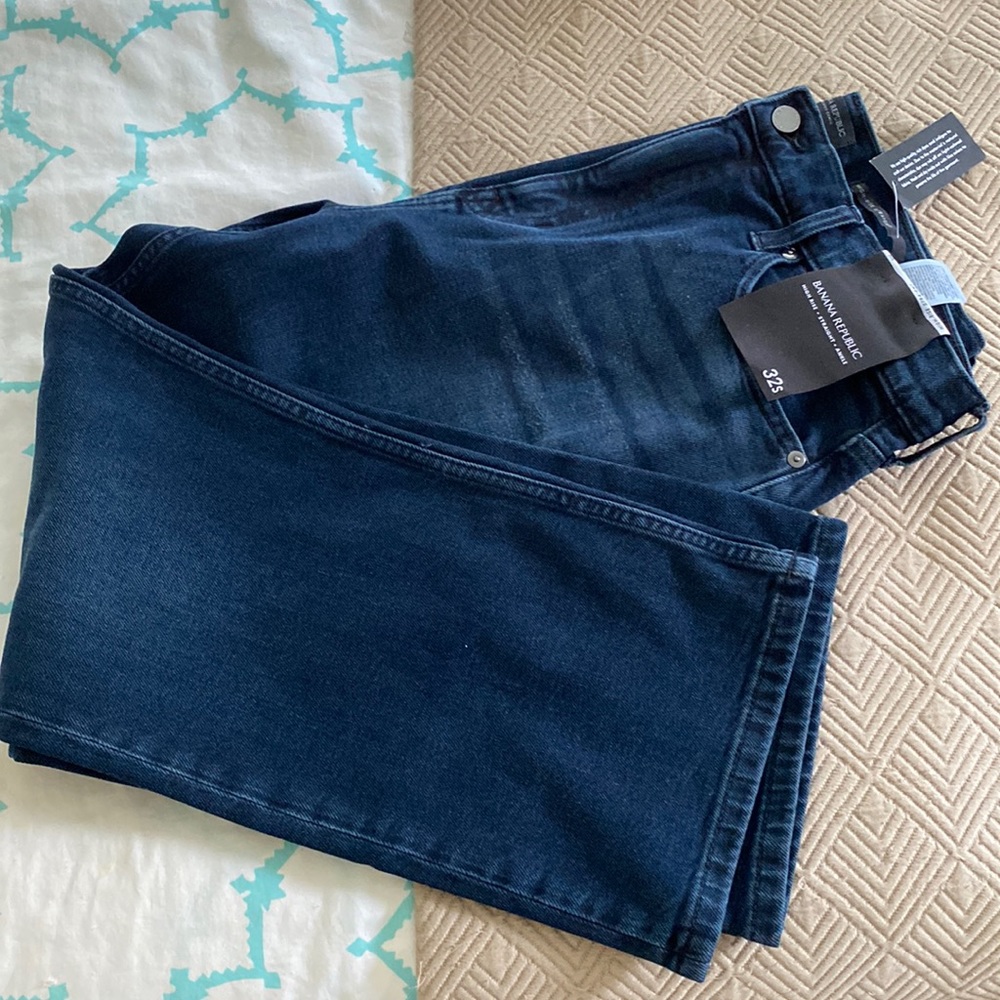 NWT Banana Republic premium denim high rise ankle 32s dark denim wash